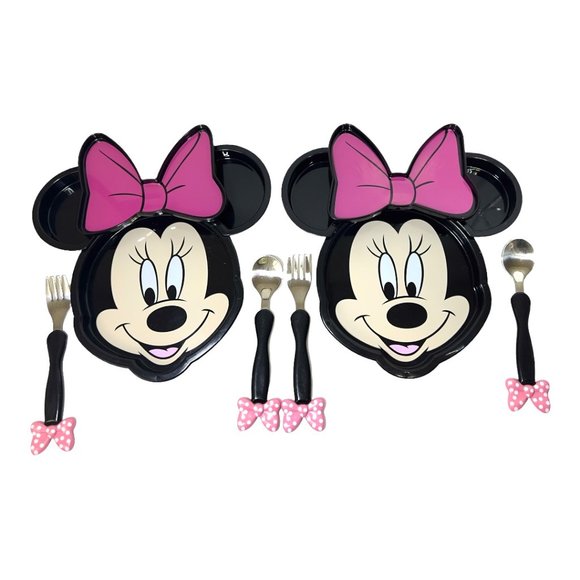 Disney Store Minnie Mouse Eats Plates Spoons & Forks - Picture 1 of 8